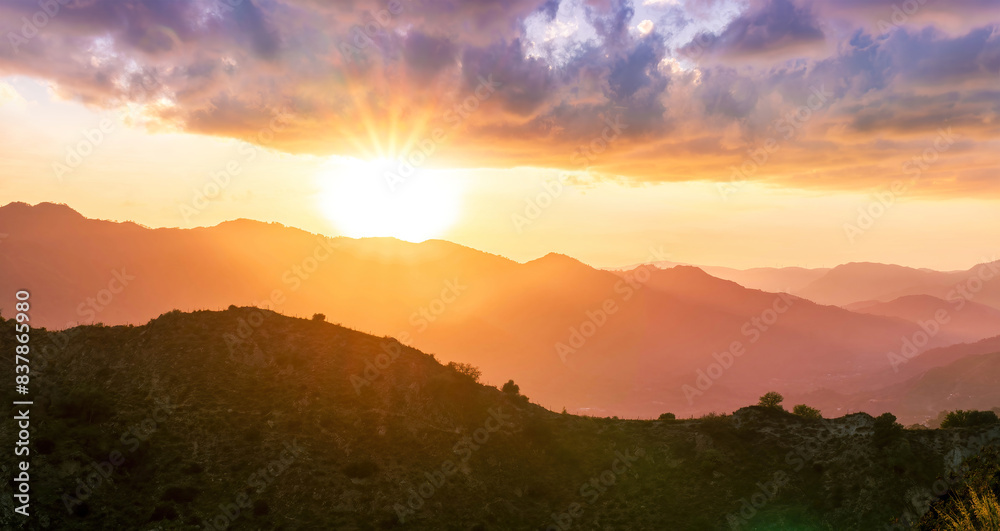 beautiful scenic sunset landscape of a canyon between two mountains beautiful scenic sunset landscape of a canyon between two mountains