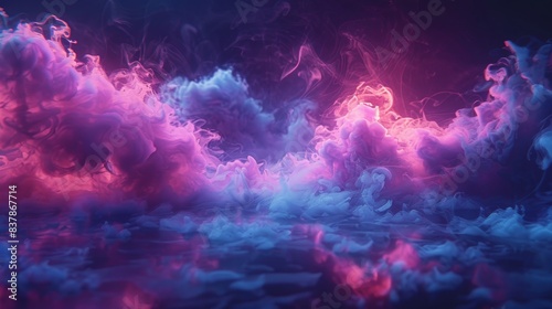 Wallpaper Mural Colorful Red and Blue Smoke Clouds Against Dark Background Torontodigital.ca