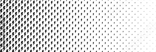 horizontal halftone of black thunderbolt design for pattern and background.
