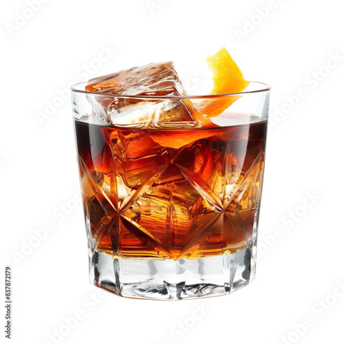old fashioned cocktail isolated on white background