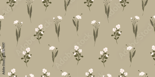 Seamless pattern with white wildflower