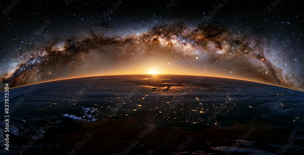 Fototapeta premium Skyline and milky way