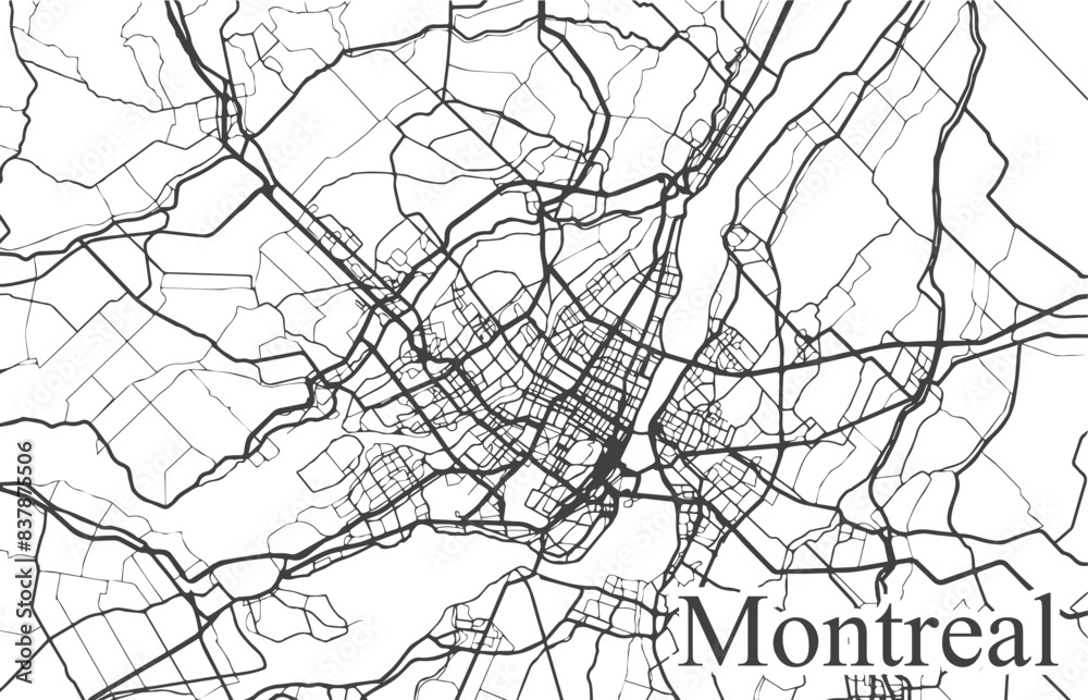 Obraz premium Contour map with lines of the city of Montreal