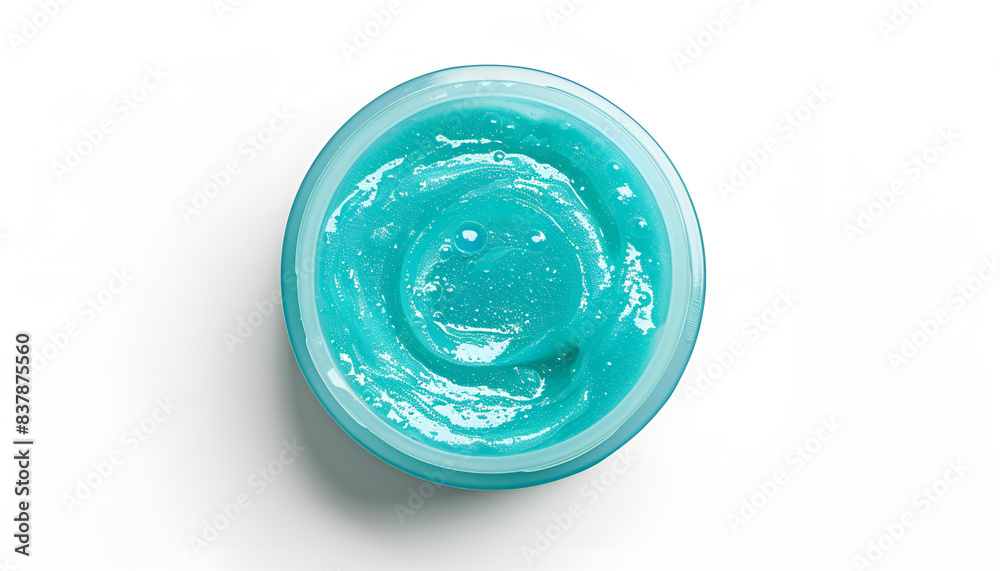 Sample of gel cleanser isolated on white, top view. Cosmetic product Sample of gel cleanser isolated on white, top view. Cosmetic product