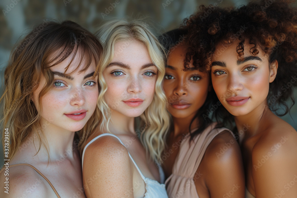 Obraz premium Portrait of group diverse multiracial friends