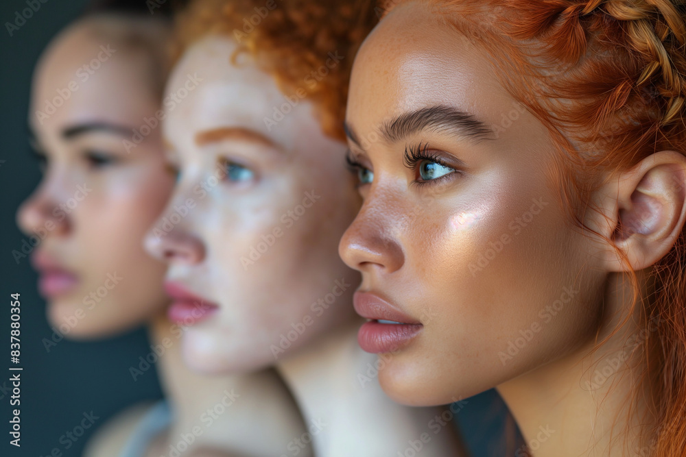 Side Portrait of group diverse multiracial friends Side Portrait of group diverse multiracial friends