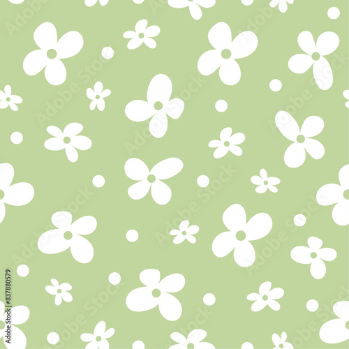 Meadow flowers seamless pattern. Flower seamless pattern. Simple floral texture. Small meadow plants. Summer botanical background. For fabric and texture