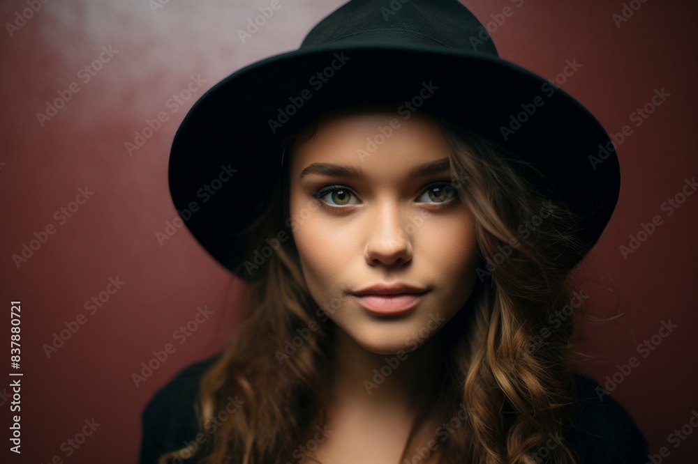 portrait of young woman with hat portrait of young woman with hat