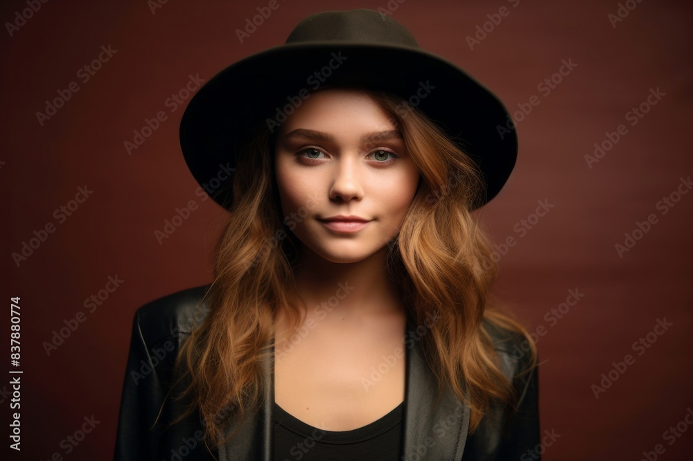 portrait of young woman with hat portrait of young woman with hat