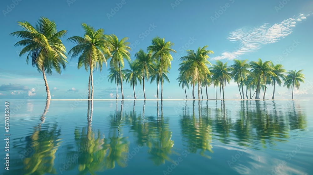 Palm Trees Reflecting on Calm Tropical Water Palm Trees Reflecting on Calm Tropical Water