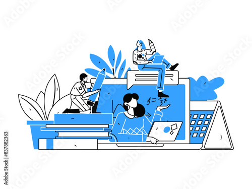 Education and learning people flat vector concept hand drawn illustration
