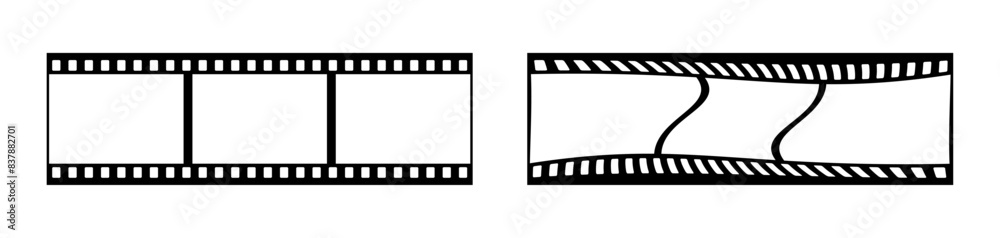 35mm blank filmstrip vector design with 3 frames on white background. 3d black film reel symbol illustration to use for photography, television, cinema, photo frame. 35mm blank filmstrip vector design with 3 frames on white background. 3d black film reel symbol illustration to use for photography, television, cinema, photo frame.