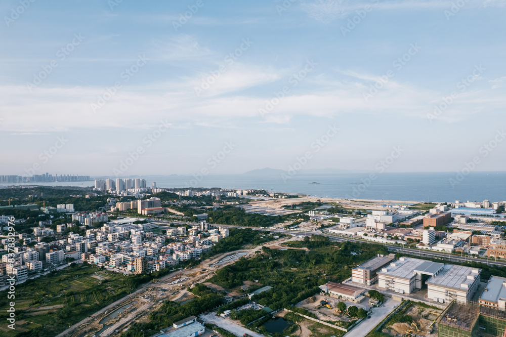 Aerial perspective of coastal rural areas Aerial perspective of coastal rural areas