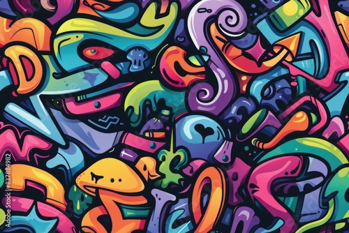 Wallpaper Mural Graffiti seamless background. Artist supply color illustration. Visual arts doodles. Painting drawing art backgrounds Torontodigital.ca
