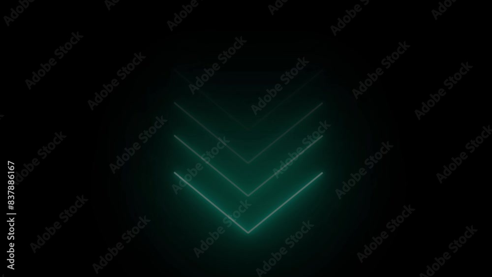 neon single-line directional down arrow animation. signal icon. Moving arrow pointing down. Down-direction arrow on black background neon single-line directional down arrow animation. signal icon. Moving arrow pointing down. Down-direction arrow on black background