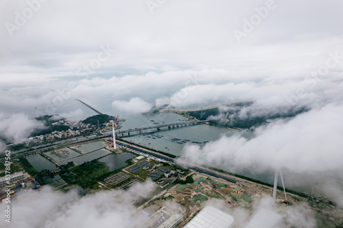 Aerial perspective of coastal rural areas