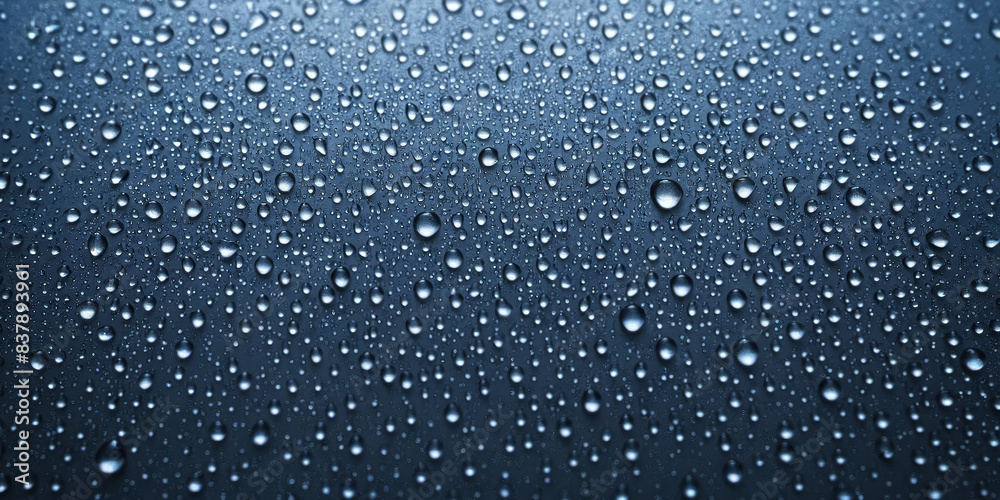 Water Droplets Scattered on Flat Grey Surface, Emphasizing Round Shapes, Light Reflections, and Pattern Formed by Nature Water Droplets Scattered on Flat Grey Surface, Emphasizing Round Shapes, Light Reflections, and Pattern Formed by Nature