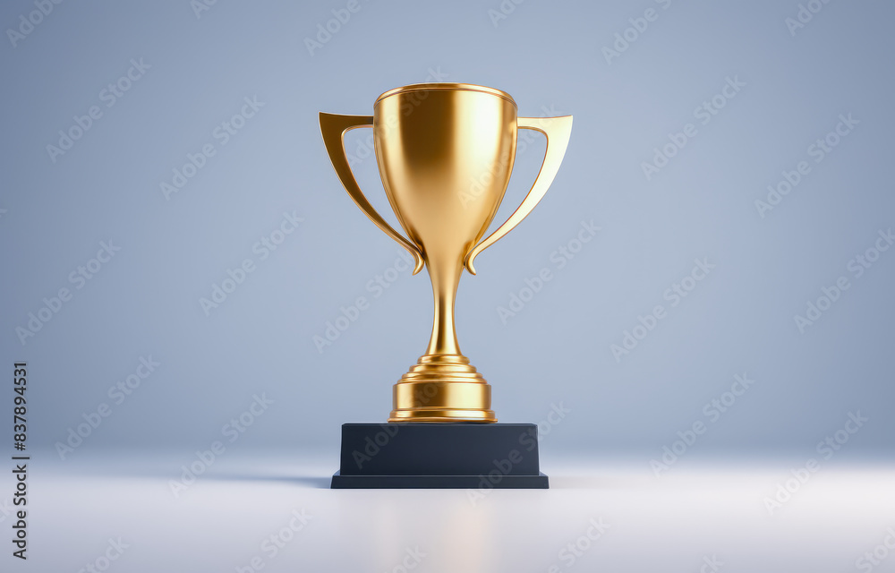 First place gold trophy cup. Winner trophy. 3d illustration Design. Sport Tournament Award, Business Gold Winner Cup and Victory Concept. gray background First place gold trophy cup. Winner trophy. 3d illustration Design. Sport Tournament Award, Business Gold Winner Cup and Victory Concept. gray background