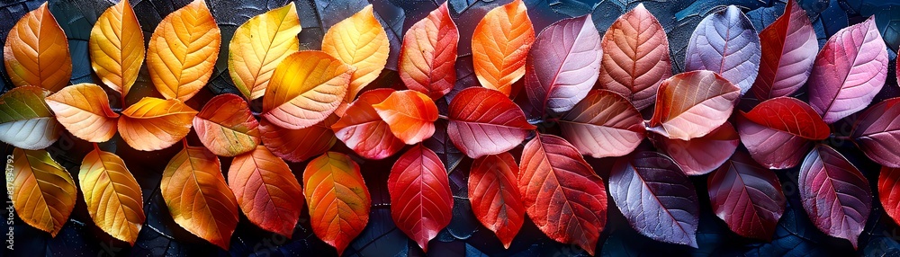 A beautiful array of autumn leaves in various shades of red, orange, yellow, and purple. A beautiful array of autumn leaves in various shades of red, orange, yellow, and purple.