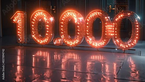 3d animation with ultraviolet neon numbers spinning and rotating, bright neon colors, numbers pulsating