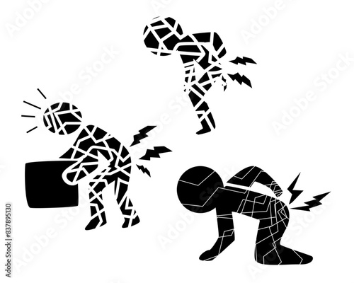 ぎっくり腰の人、腰が痛い人、腰痛の人々