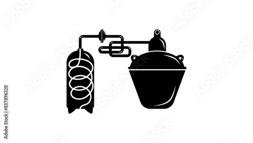 Alcohol distiller, black isolated silhouette