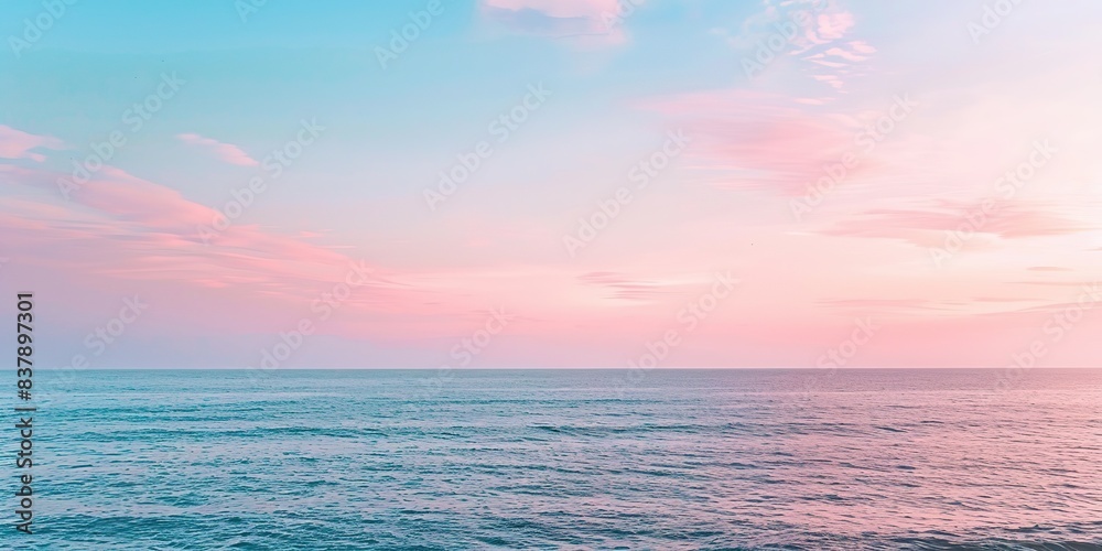 Beautiful ocean with a pink and blue sky background Beautiful ocean with a pink and blue sky background
