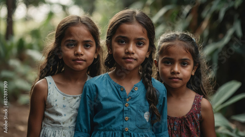 A portrait of a group of Indian kids looking at the camera. International Children's Day.