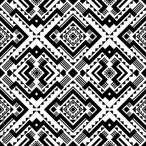 Geometric ethnic oriental pattern traditional design for background, wallpaper, wrapping, fabric, textile fashion wearing, Vector Geometric pattern illustration embroidery style. Geometric background.