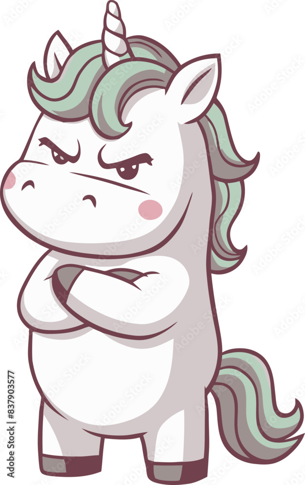 Grumpy Kawaii Unicorn Illustration Grumpy Kawaii Unicorn Illustration
