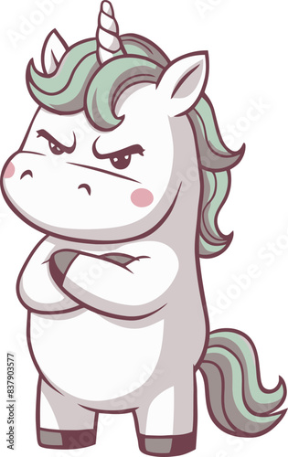 Grumpy Kawaii Unicorn Illustration photo