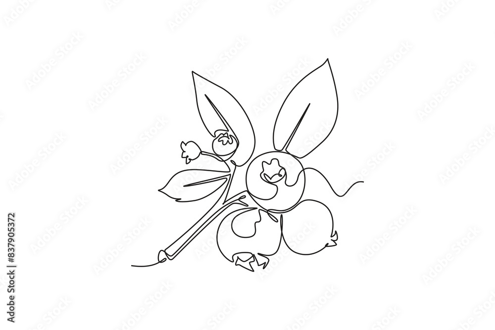 Continuous one line drawing of whole healthy organic blueberries for orchard logo identity. Fresh blue berry fruitage concept for fruit garden icon. Single line draw design vector graphic illustration Continuous one line drawing of whole healthy organic blueberries for orchard logo identity. Fresh blue berry fruitage concept for fruit garden icon. Single line draw design vector graphic illustration