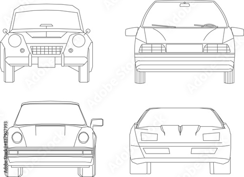 Vector illustration sketch of detailed design drawing of big city car transportation vehicle seen from the front 