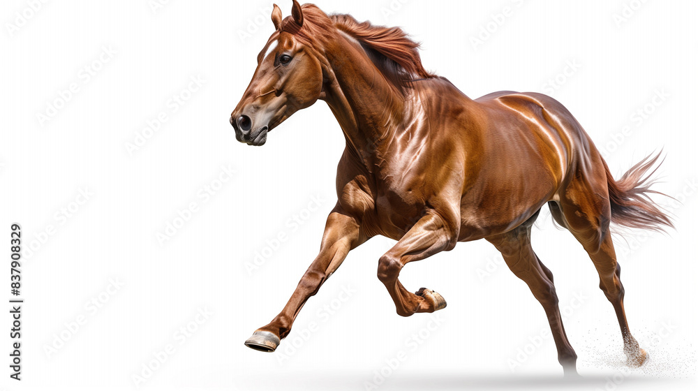 Obraz premium Majestic Brown Horse Exuding Elegance and Grace on White Background