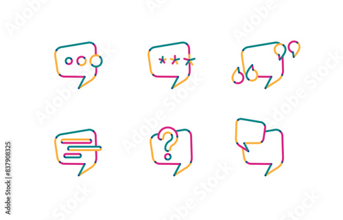 Message box outline icon set. Communication symbol.