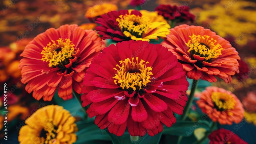Decorative Garden Flowers - Vivid Zinnias: Position zinnias as decorative elements Decorative Garden Flowers - Vivid Zinnias: Position zinnias as decorative elements