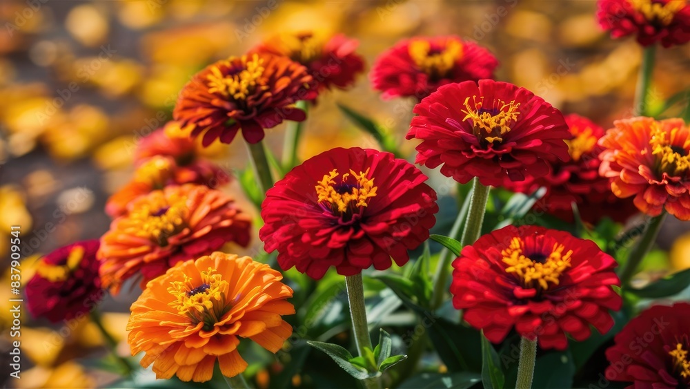 Exquisite Detailing on Colorful Zinnia Heads: Focus on the intricate details
