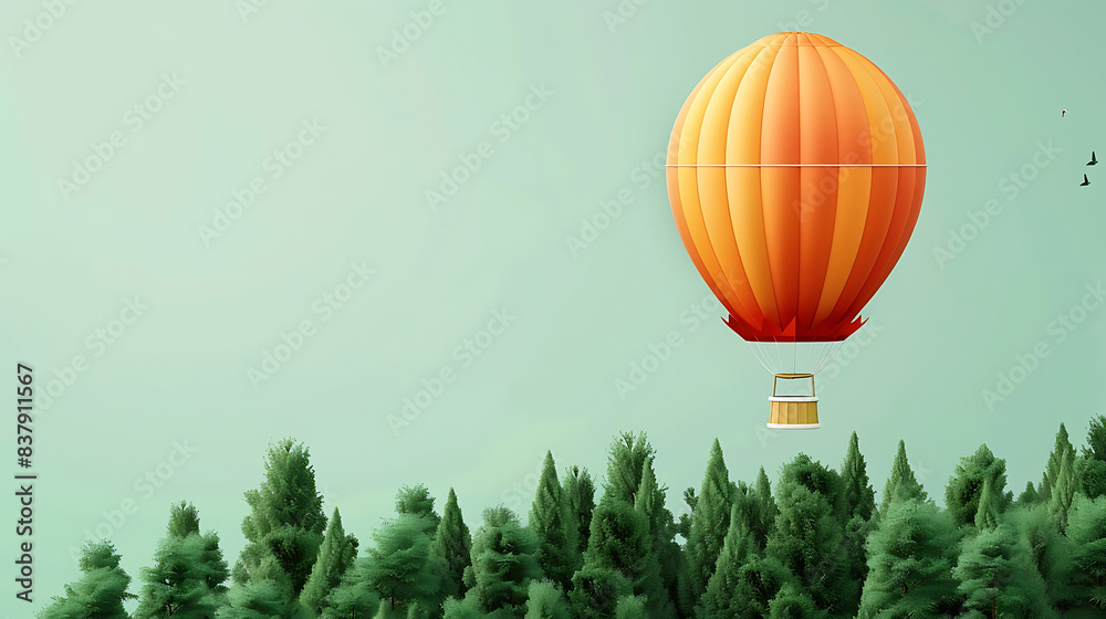 Obraz premium Hot air balloon, a tour to admire nature above ground at height
