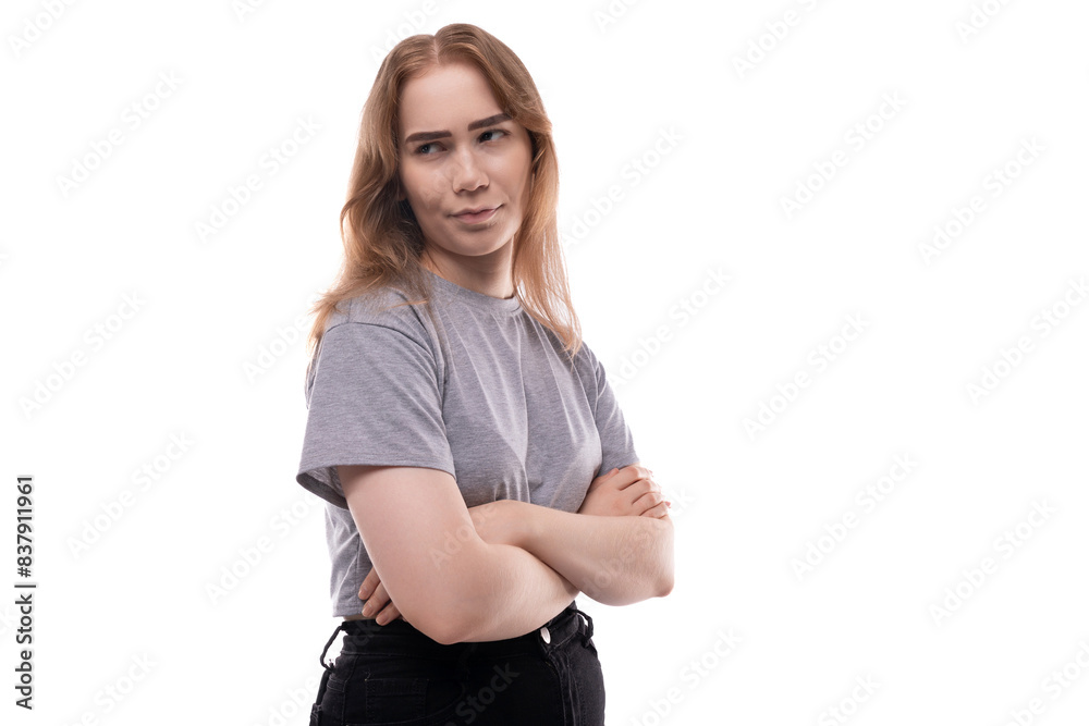 European teenager girl with blond hair and braces is upset European teenager girl with blond hair and braces is upset