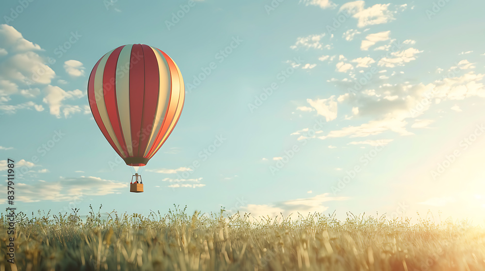Fototapeta premium Hot air balloon, a tour to admire nature above ground at height