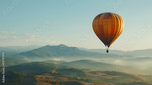 Hot air balloon, a tour to admire nature above ground at height © DrPhatPhaw