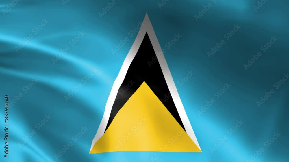 St. Lucia flag in the wind. Detailed fabric texture. St. Lucia flag in the wind. Detailed fabric texture.
