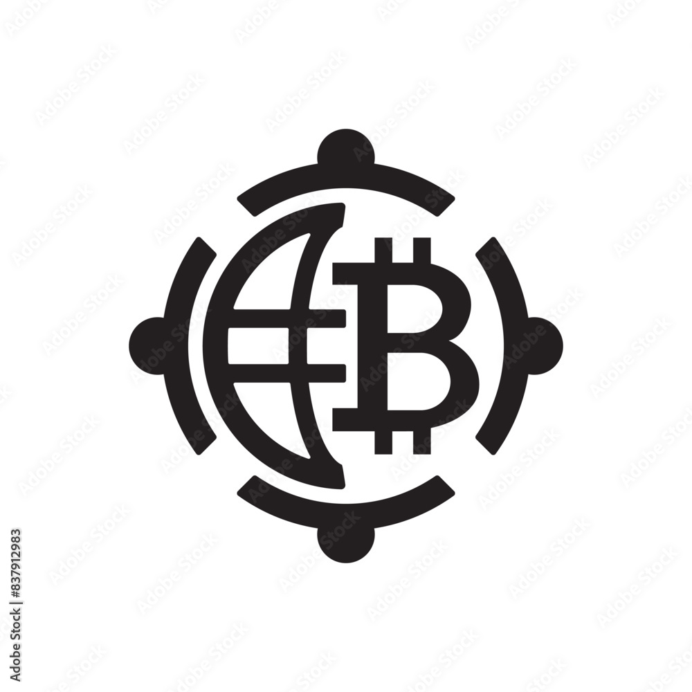 Cryptocurrency Bitcoin Global Network Icon Cryptocurrency Bitcoin Global Network Icon