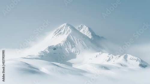 Serene Snow-Capped Mountain Peak © Beautiful