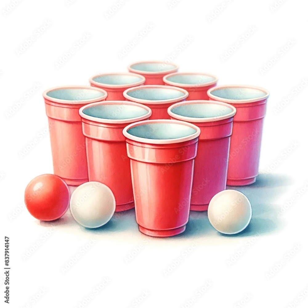 custom made wallpaper toronto digitalBeer Pong Setup with Red Cups and Balls
