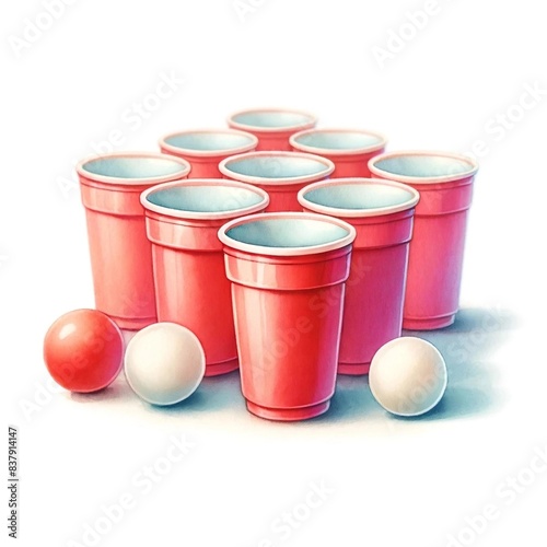 Wallpaper Mural Beer Pong Setup with Red Cups and Balls
 Torontodigital.ca