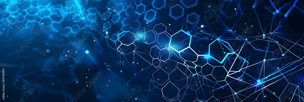 Abstract blue background with glowing connections and hexagons for technology, digital network concept banner design vector illustration in the style of web tech banner background vector presentation Abstract blue background with glowing connections and hexagons for technology, digital network concept banner design vector illustration in the style of web tech banner background vector presentation
