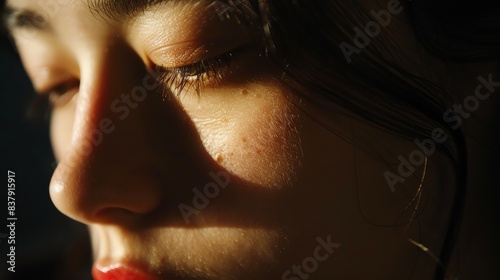 A close-up of a face lost in thought, brow furrowed. 