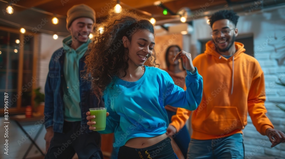 Fototapeta premium The friends dancing together