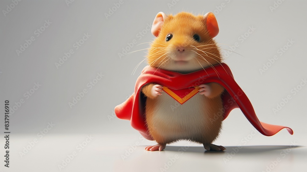 cartoon hamster superhero, power suit, standing proudly cartoon hamster superhero, power suit, standing proudly